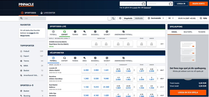 Pinncale Sports nu live i Sverige